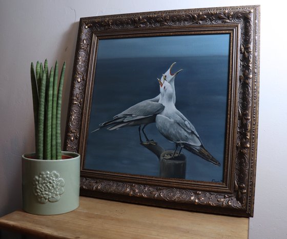 Lockdown Morning Chorus Series - The Voice of the Sea, Seagull Painting, Bird Art by Alex Jabore