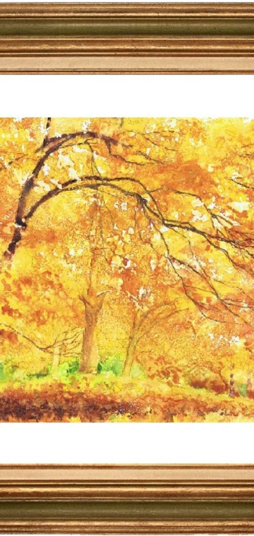 Golden Trees - Autumn trees painting by Michele Wallington