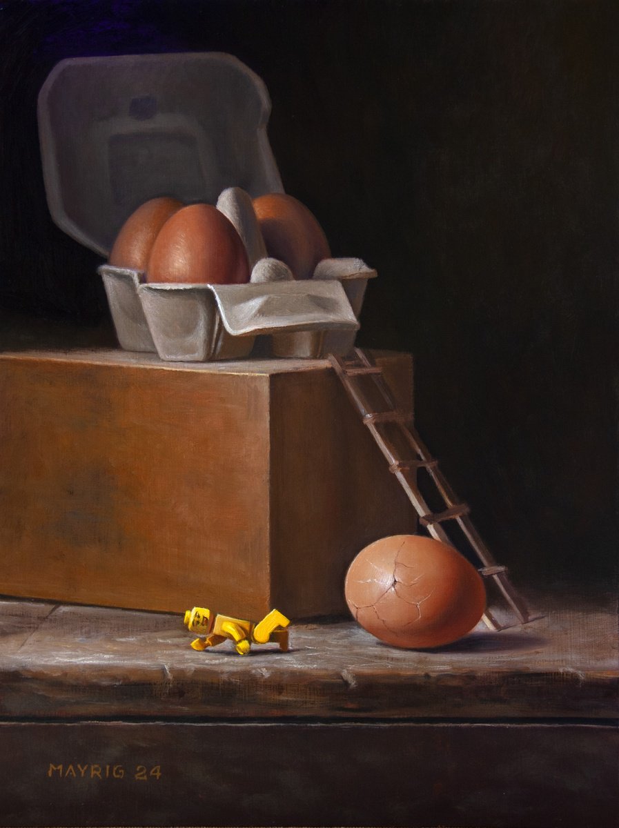 Photorealistic Still Life Oil Painting By Mayrig Simonjan, 12 X 16", Be Brave, Don