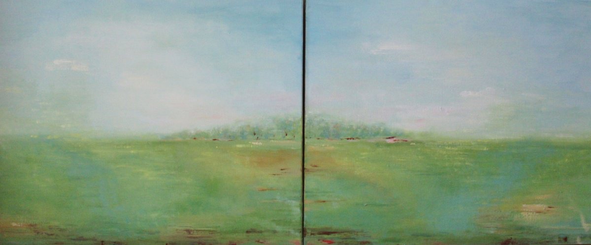 Summer Landscape Diptych By Therese O
