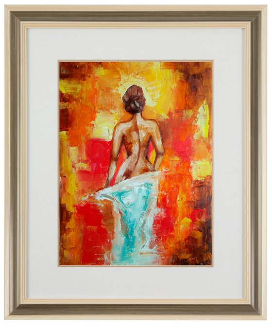 Hot morning, Naked Woman Painting Original Art Female Figure Wall Art Erotic Nudity Artwork