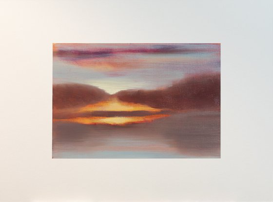 Sunset on the river - landscape oil painting Nature Horizon