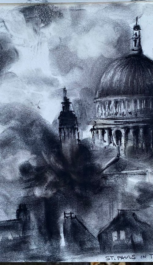 St Pauls Cathedral, during the Blitz…. by Paul Mitchell