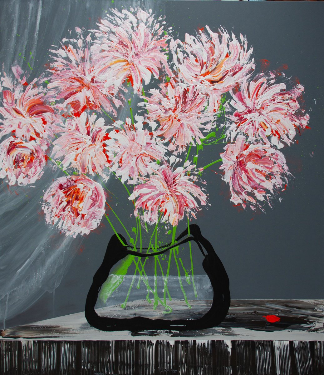 Abstract Botanical Acrylic Painting By Annette Spinks, 55 X 63, Floral 3 - My Dad