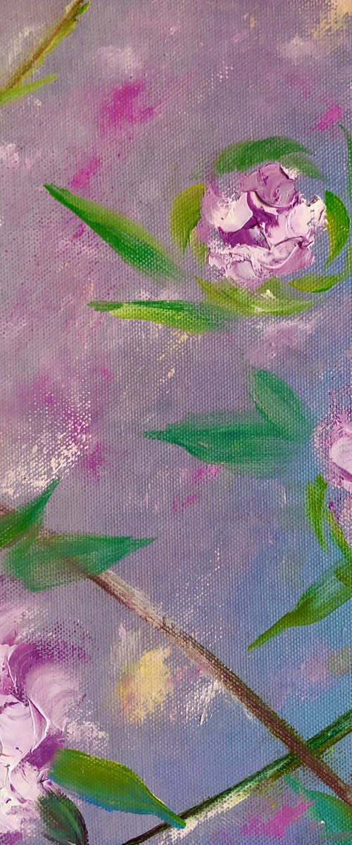 LITTLE CHARM - Lovely peonies. Beautiful flowers. Purple decor. Decoration. Flight. Fantasy. Chic. by Marina Skromova