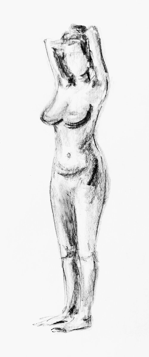 Nude figure. Original nude drawing. by Yury Klyan