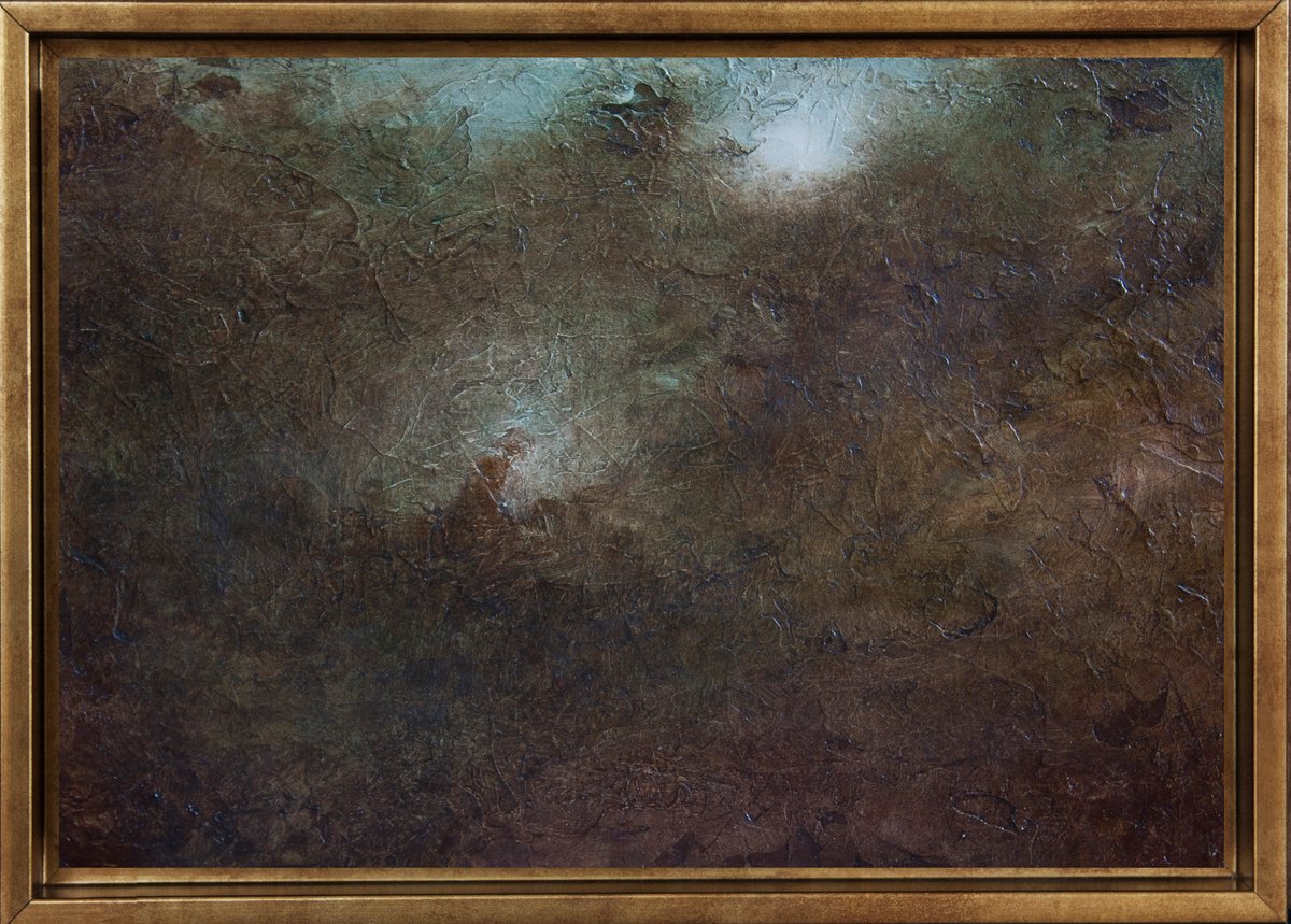 Surrealistic Landscape Oil Painting By Przemek Kret, 15 X 11", Meditation I, Original Artwork