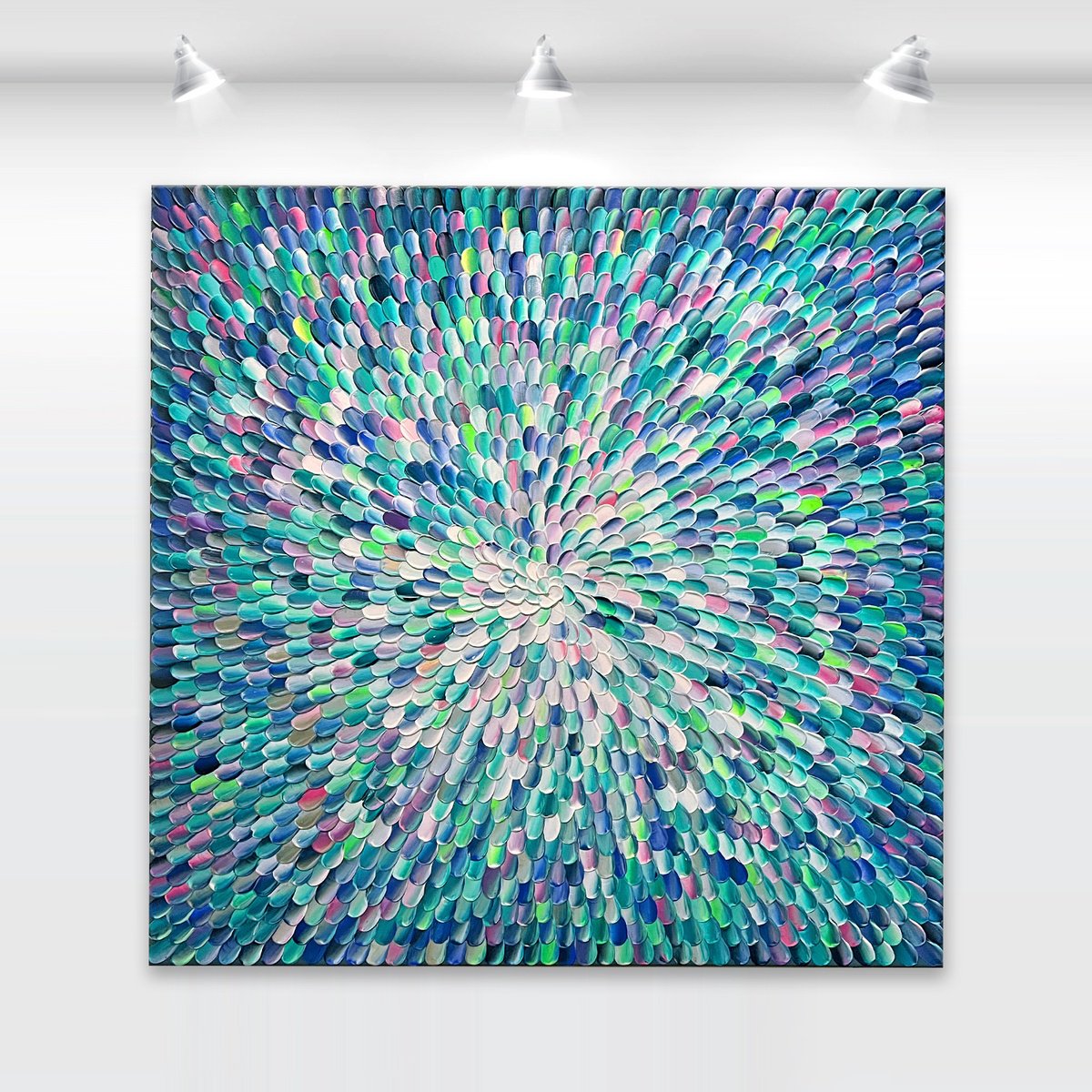 Organic Abstract Acrylic Painting By Tatiana Georgieva, 30 X 30", Azure Pacific, Original Artwork