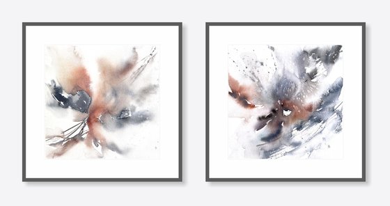 Abstract flowers set of 2