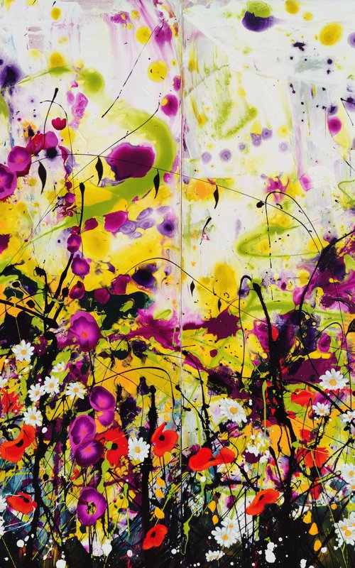 Violet Honeyday; Abstract Floral Landscape by Angie Wright