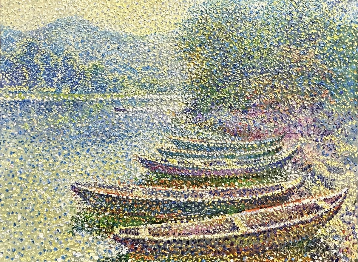 Impressionistic Landscape Oil Painting By Andrii Chebotaru, 31 X 24, First Rays Montenegro, Original Artwork