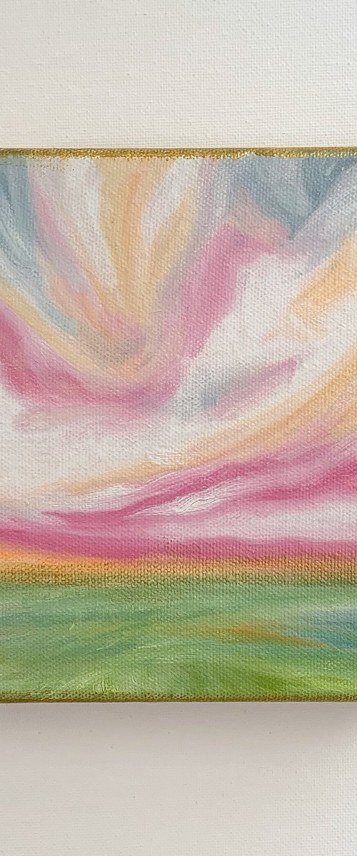 Pink Sky - Mini Landscape Painting in Oil by Elizabeth Moran