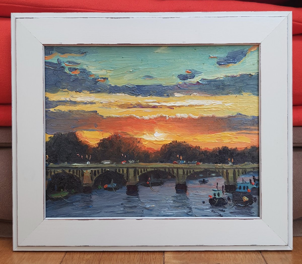 London Twickenham railway bridge sunset by Roberto Ponte