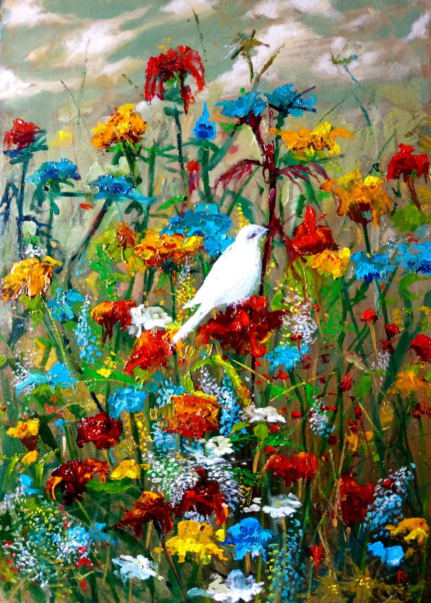 Impressionistic Botanical Oil Painting By Serhiy Roy, 17 X 23", Garden Of Eden., Original Artwork