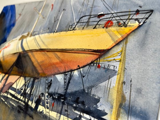 Yachts painting watercolor
