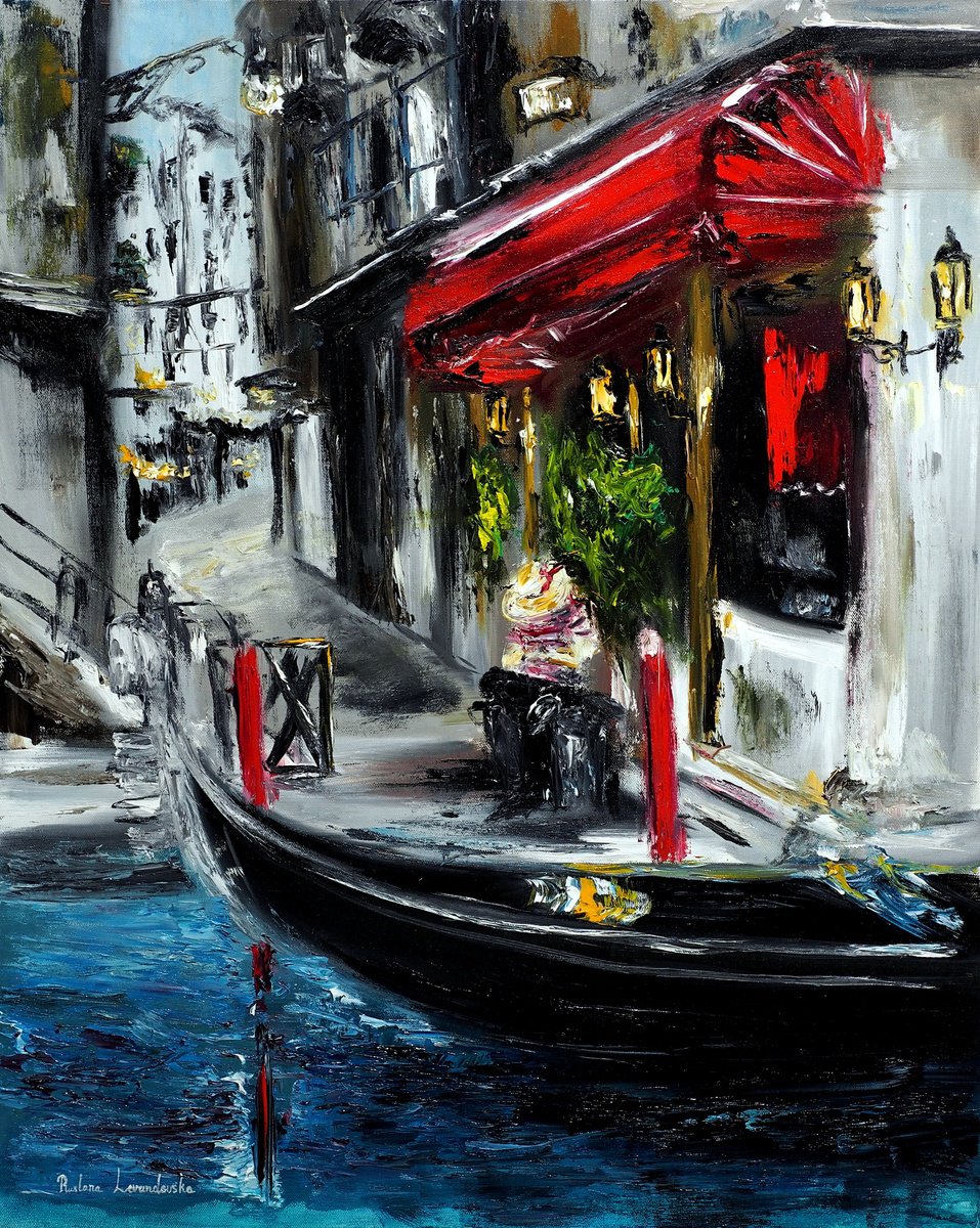 Gondolier in Venice by Ruslana Levandovska