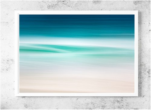 Atlantic Drift I  -  Teal abstract beach seascape on canvas by Lynne Douglas
