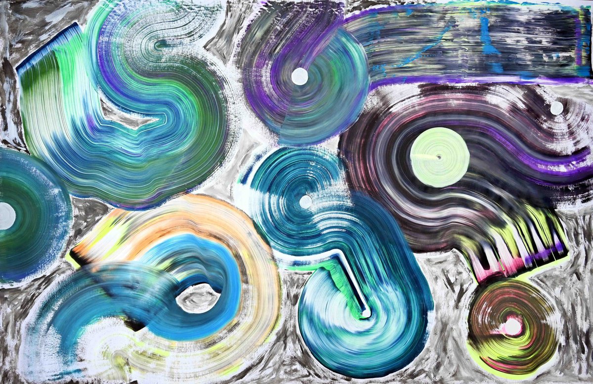 Abstract Acrylic Painting By Sumit Mehndiratta, 60 X 39", Colour Skating, Original Artwork