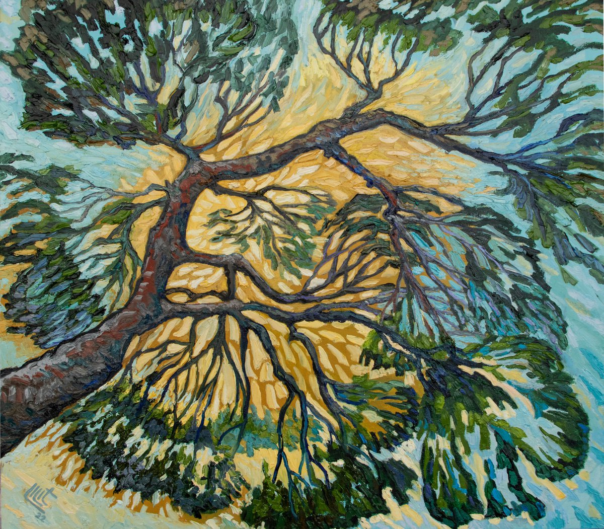 Impressionistic Landscape Oil Painting By Lilit Vardanyan, 31 X 28", Under The Space, Original Artwork