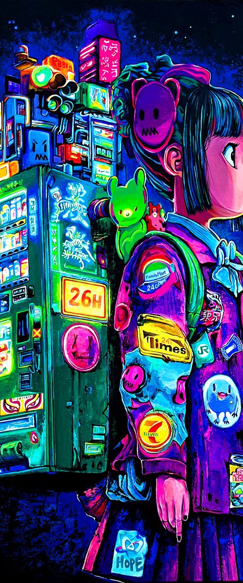 Girl With a Vending Machine (Night) by PAVS