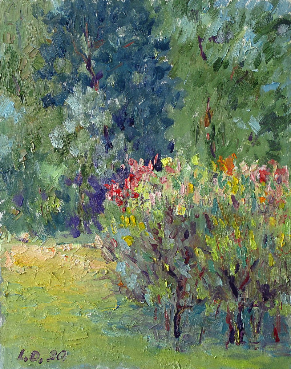 Impressionistic Landscape Oil Painting By Liudvikas Daugirdas, 13 X 17", In The Park, Original Artwork