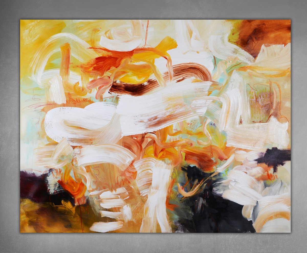 Abstract Acrylic Painting By Andrada Anghel, 48 X 60, Sunshine Under My Skin, Original Artwork