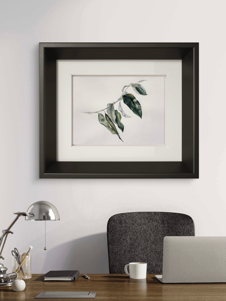 Illustrative Botanical Watercolour By Julia Gorislavska, 20 X 16", Green Twig, Original Artwork