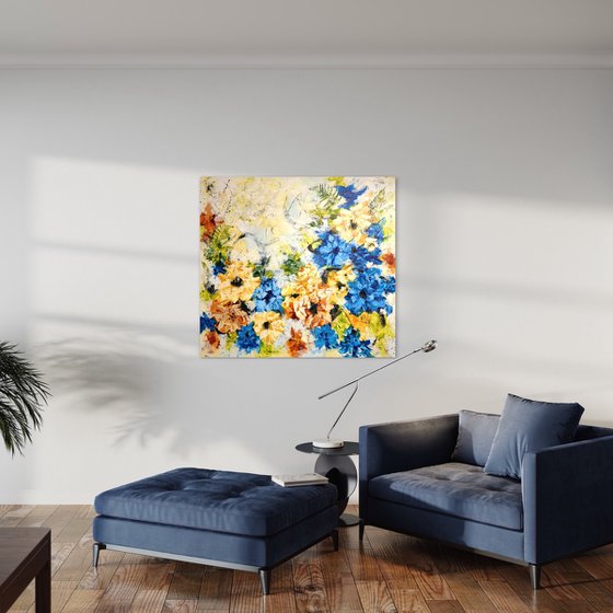 "Memories", XXL abstract flower painting