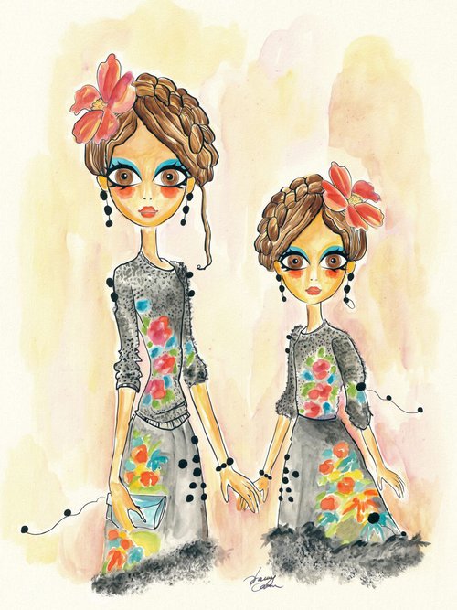 Amanda and Camille - Mother and Doughter - Love - Mother's Day - Birthday - Gift by Artemisia