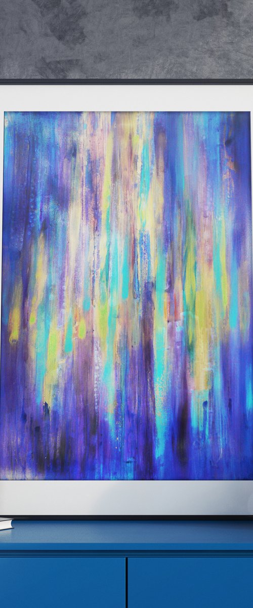 The Midas touch #4 (abstract in blues, purples and gold tones) by Carolynne Coulson