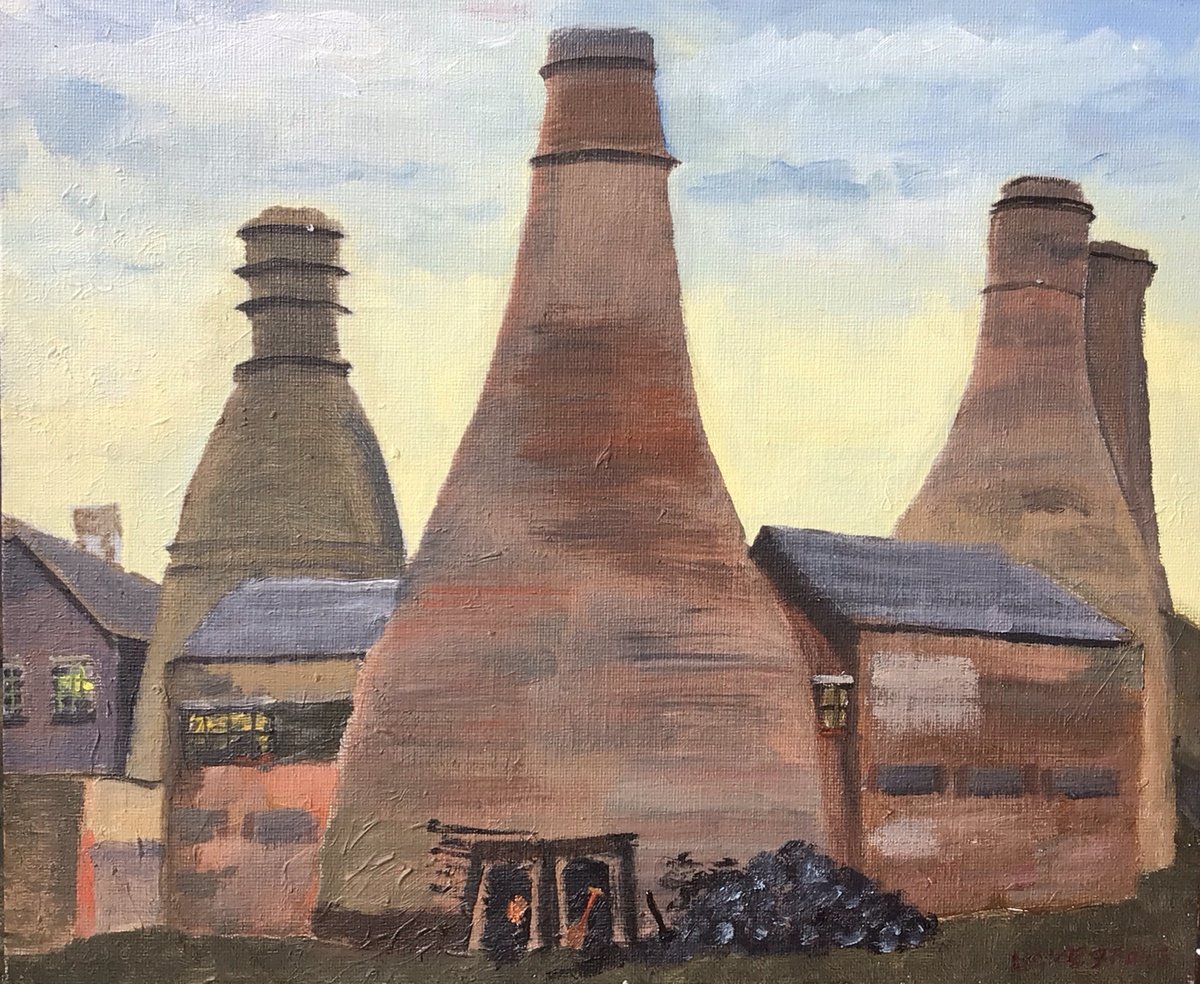 Impressionistic Cityscapes Oil Painting By Julian Lovegrove Art, 12 X 10", Gladstone Pottery Brick Kilns, Original Artwork