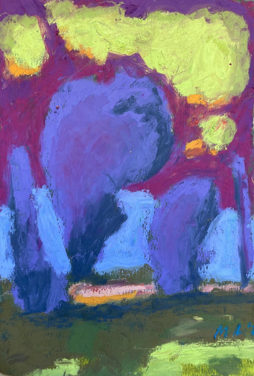 Expressive Landscape Pastel Drawing By Milica Radovic, 7 X 10", Thoughts Iv, Original Artwork