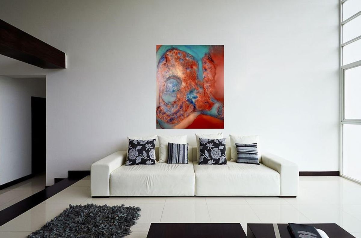 Abstract Oil Painting By Frederic Belaubre, 32 X 39, Metafigure #18, 100X81 Cm, Original Artwork