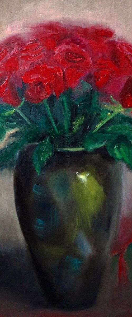 Red Roses painting Oil painting on canvas by Anna Lubchik