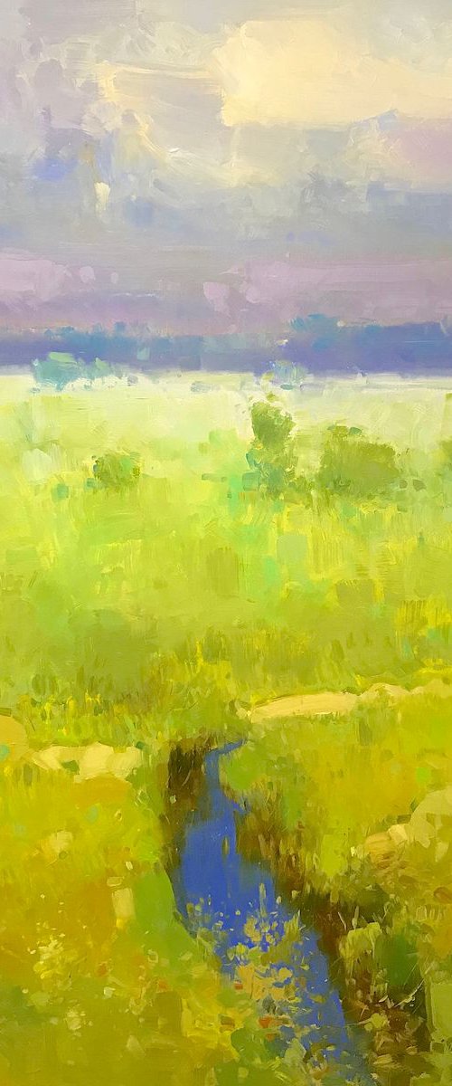 Summer Field, Original oil painting, One of a kind Signed with Certificate of Authenticity by Vahe Yeremyan