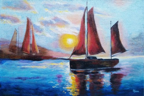 Sailing at sunset