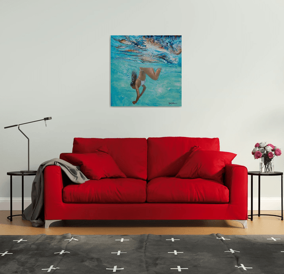 Swimming girl 32x32 in