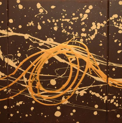 Gold Swirls metallic contemporary 3 piece art by Stuart Wright