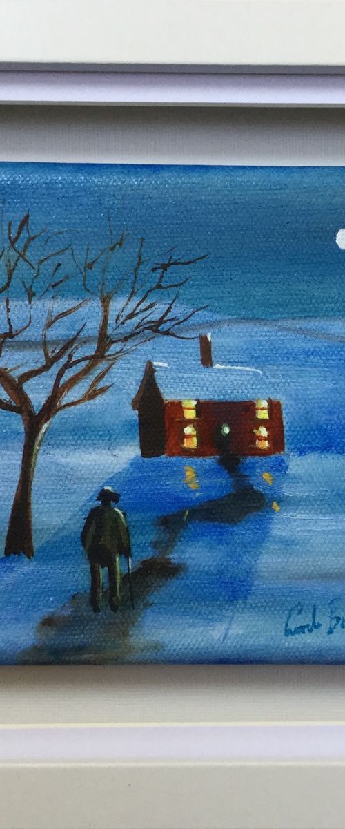 Walking home in winter framed painting by Gordon Bruce