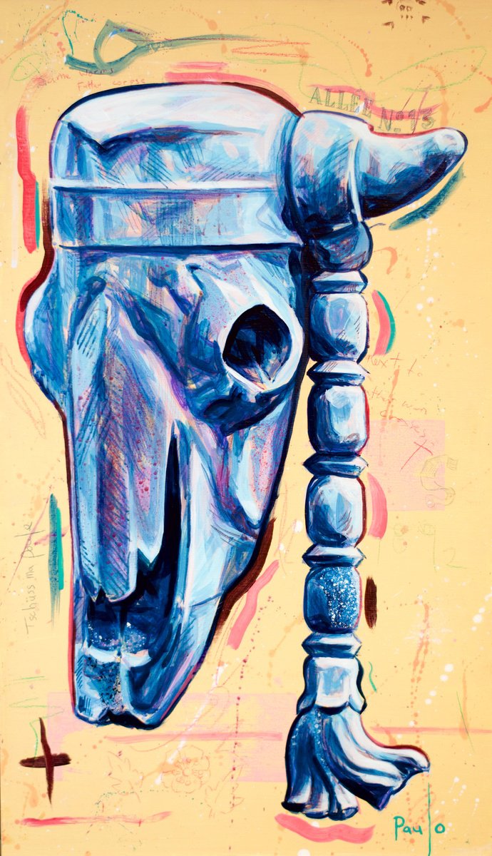 Expressive Still Life Acrylic Painting By Paul Ward, 12 X 20", Goodbye Chicken, Goodbye Mum, Original Artwork