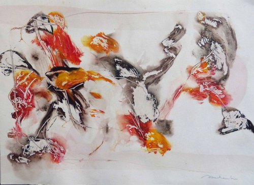 Flowers in the wind 1, 29x42 cm by Frederic Belaubre