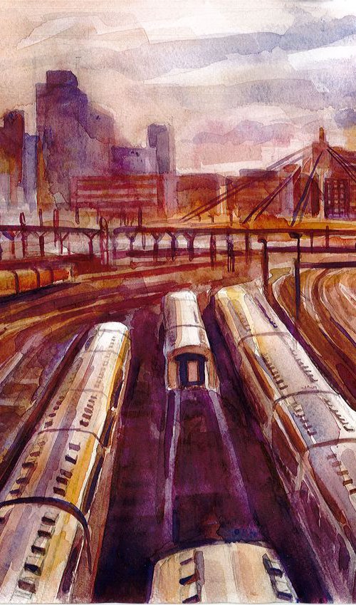 Trains, Train station, Railways, Departure by Bozhidara Mircheva