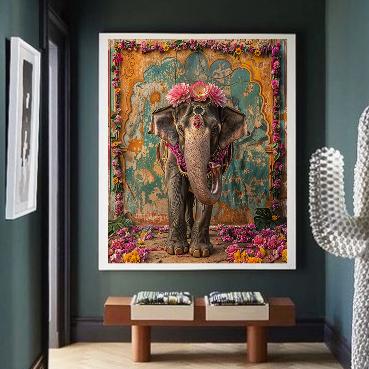 Photorealistic Animal Photograph By Michael Filonow, 26 X 32", The Jaipur Elephant Festival2, Original Artwork