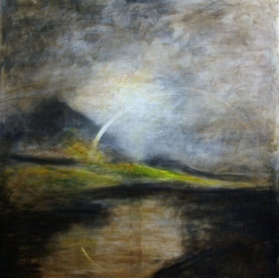 The Ponds of Pitt Tip with a Vapour Rainbow (Oil on canvas 39x39 inch)