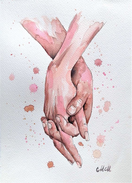 Lovers holding hands