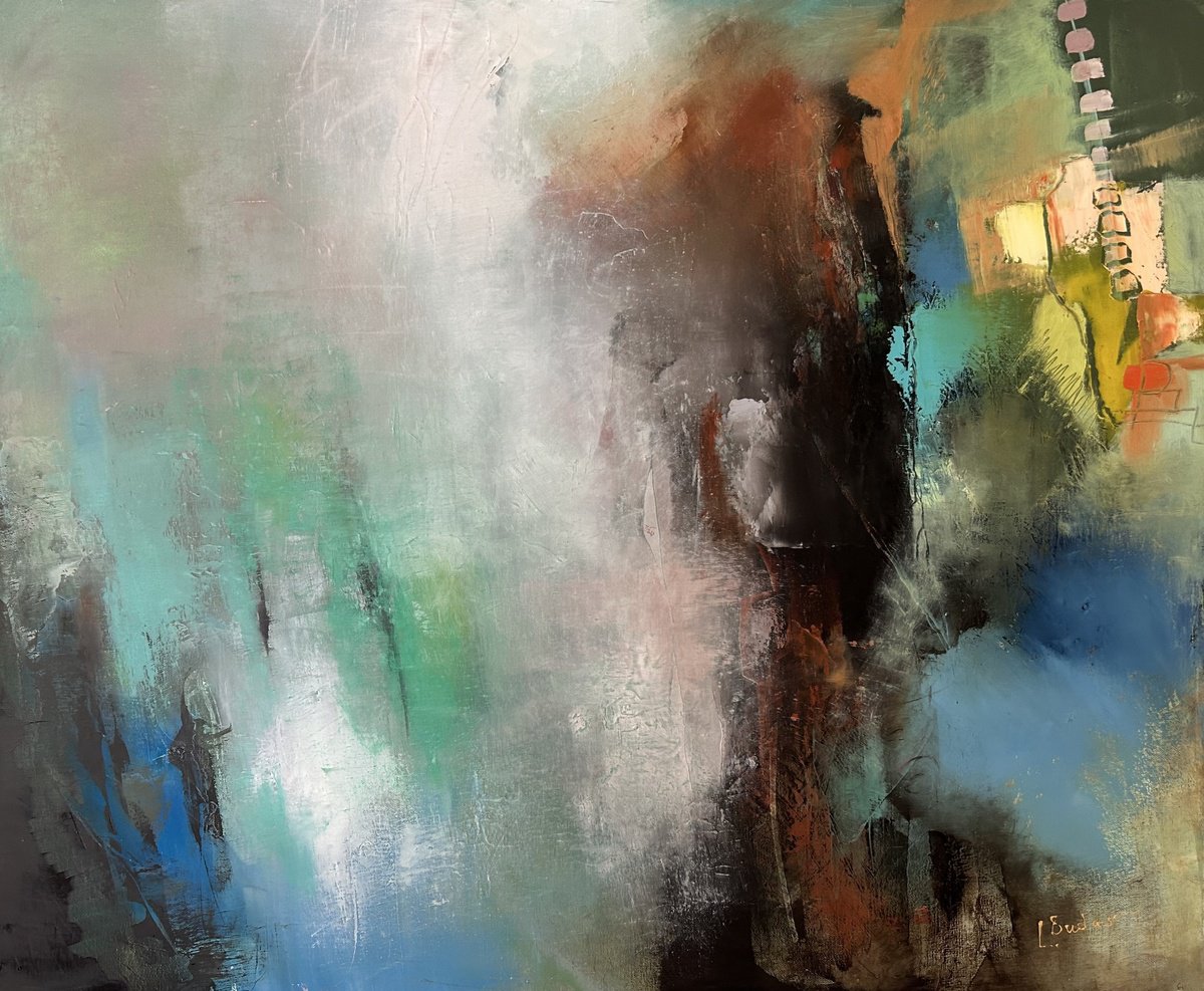 Expressive Abstract Oil Painting By Ludmila Budanov, 39 X 31", Anywhere, Original Artwork