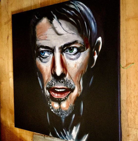 David Bowie . The man who fell to earth . LARGE MODERN PAINTING.