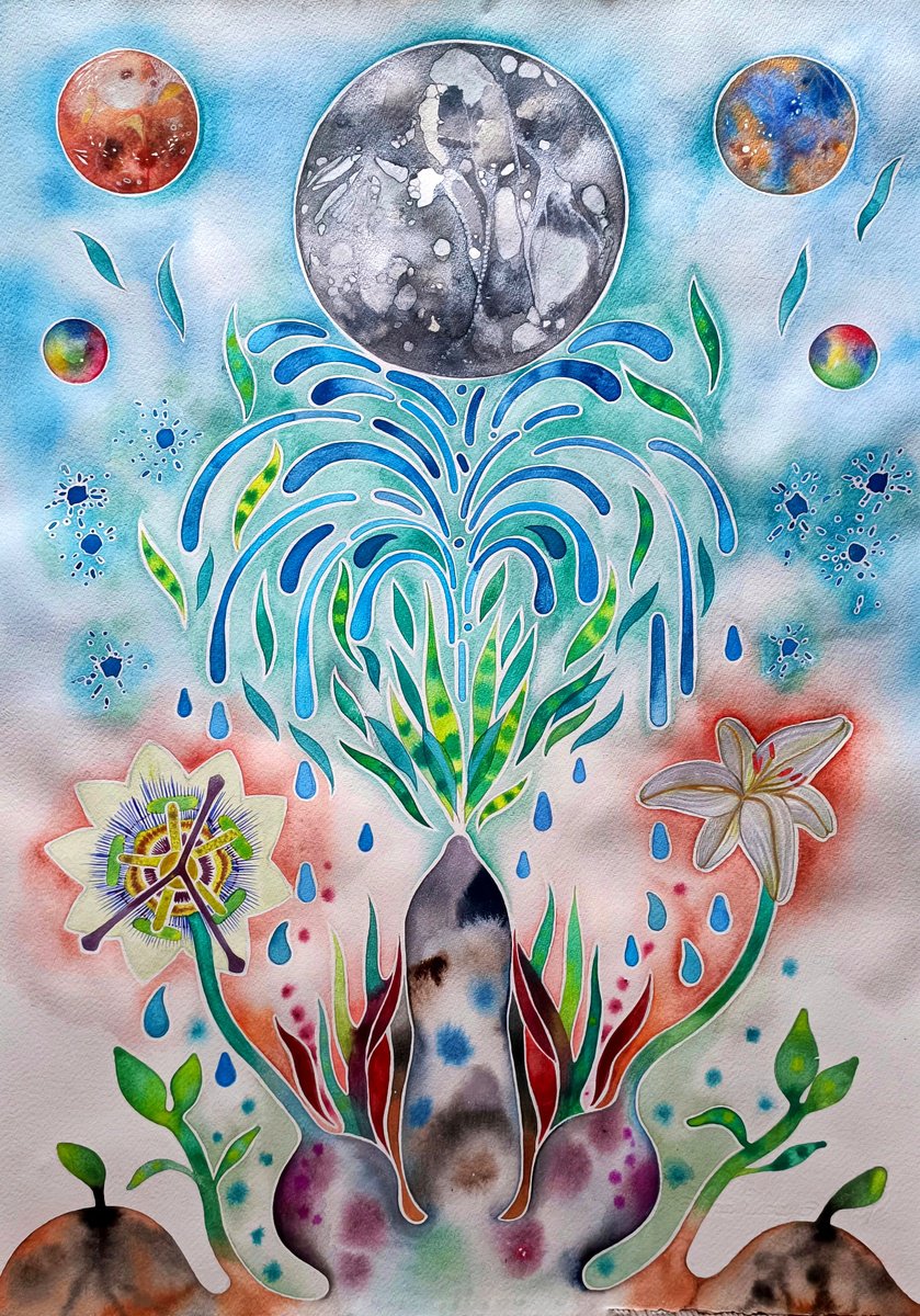 Organic Abstract Watercolour By Ilaria Finetti, 20 X 29, Il Talento Di Amarti 2, Original Artwork