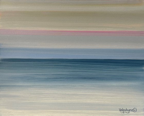 "Dawn". Abstract oil painting sea.