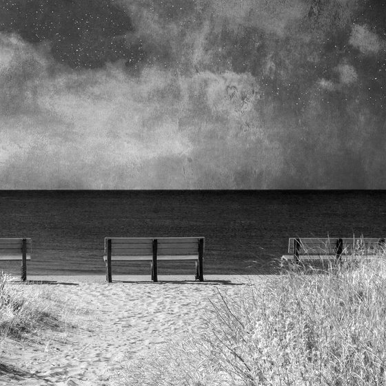 Benches By the Sea, No. 2, 16 x 24"